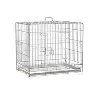 PawHut Jaula Metálica Plegable para Perros con Bandeja Extraíble 2 Puertas Seguras Tamaño Compacto 61x43x50 cm Blanco Aosom España