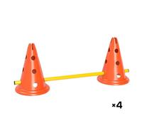 PawHut Juego de Agilidad para Perros, Vallas de Obstáculos de Entrenamiento de Coordinación, 8 Conos 30 cm de Altura, 4 Barras 80 cm de Longitud y Bolsa de Transporte, para Deporte de Fútbol y Perros