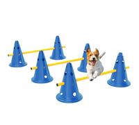 PawHut Juego de equipo de agilidad para perros, kit portátil de entrenamiento de salto para mascotas para seis conos, seis postes con bolsa de transporte, obstáculos de salto de altura ajustable de