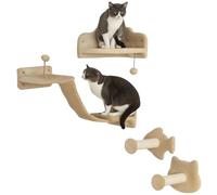 PawHut Juego de Estanterías para Gatos de 4 Piezas de Pared Beige