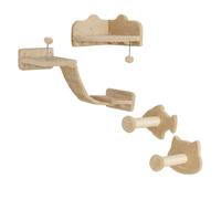 PawHut Juego de Estanterías para Gatos de 4 Piezas de Pared Beige | 2 Postes de Sisal, Plataforma Doble con Escalera Suave, 1 Plataforma para Saltar