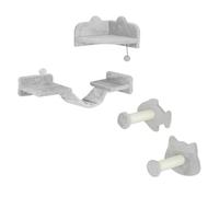 PawHut Juego de Estanterías para Gatos de 4 Piezas Rascador de Pared para Gatos con 2 Postes de Sisal Plataforma Doble con Escalera Suave y 1 Plataforma para Saltar Gris Claro