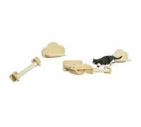 PawHut Juego de Pared de Escalada para Gatos, 5 Piezas, para Gatos, Elementos de Pared con 2 Troncos rascadores, 2 Plataformas, Hamaca, Muebles de Pared para Gatos, Juego para Escalar, Jugar y Dormir