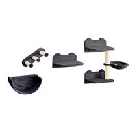 PawHut Juego de Pared de Escalada para Gatos Estantes para Gatos 4 Piezas Hamaca Nido Plataformas para Saltar Gris Oscuro