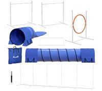PawHut Kit de Agilidad para Perros 7 Piezas, Circuito de Obstáculos, Azul