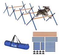 PawHut - Kit de agilidad para perros, kit de agilidad para perros portátil con altura ajustable, bolsa de transporte incluida, fácil montaje, agility para perros portátil, color naranja