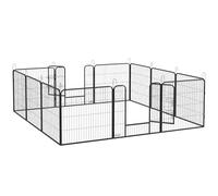 PawHut Luxe Corral Modular Acero epoxi Puerta con Cerradura para Perros, Conejos, roedores, pequeños Animales, Interior y Exterior 80 x 80 cm Gris