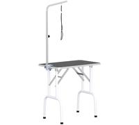 PawHut Mesa de Aseo Plegable Mesa de Corte Mesa de Cuidado para Perros Gatos Metal Negro 81x48,5x80 cm Aosom España