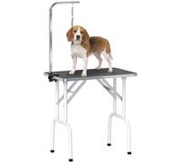 PawHut Mesa de Aseo Plegable para Perros y Gatos, Metal, Color Negro, 81 x 48,5 x 80 cm