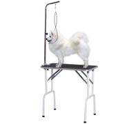 Pawhut Mesa plegable para aseo de mascotas, mesa de aseo para perros y gatos, de metal, color negro, 81 x 48 x 80 cm