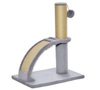 PawHut Mini Árbol Rascador para Gatos de 43 cm con Tabla para Rascar, Bola Colgante y Poste de Yute Gris