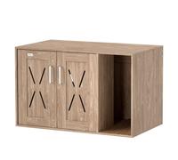 Pawhut mueble arenero para gatos 3 en 1 nido mesa auxiliar caja de arena para gatos con puertas estera para rascar y compartimento para salón dormitorio 80x48x50,5 cm marrón