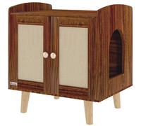 PawHut Mueble Arenero para Gatos Mesa Auxiliar con Puertas con Esteras de Sisal para Salón Dormitorio 55x43x59,6 cm Marrón