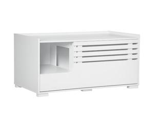 PawHut Mueble para arenero con Compartimentos de Almacenamiento, Blanco | Mueble arenero oculto, mesa auxiliar, fondo elevado, se adapta mayoría bandejas arena, para sala estar