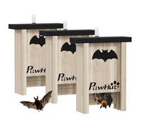 PawHut Pack de 3 Casas para Murciélagos de Madera Maciza, para Exterior