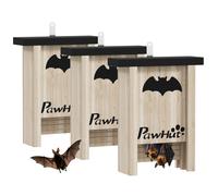 PawHut Pack de 3 para de Madera , Cajas para , Resistente a , para Exterior, Jardín, o Granja, con Plataforma de Aterrizaje, Fácil de Colgar