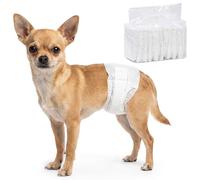 PawHut Pañales desechables para perros machos, 48 unidades absorbentes para perros, envolturas sanitarias para cachorros, bragas para incontinencia o micción y entrenamiento emocionantes, XS, 20-28 cm