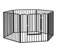PawHut Parque cerrado modular para perros con 1 puerta, 6 paneles modulares para interior y exterior, altura de 80 cm, acero Negro Aosom España