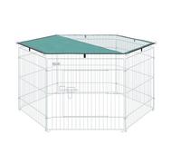 PawHut Parque de Juegos para Perros 6 Paneles 59x60 cm Plegables Valla Metálica para Mascotas con Puerta con Pestillo y Toldo Superior para Jardín Patio Exterior Plata
