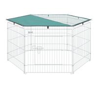 PawHut Parque de Juegos para Perros 6 Paneles 59x60 cm Plegables Puerta Pestillo Silver 59x60 cm