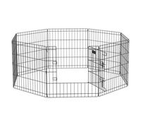 PawHut Parque de Juegos para Perros 8 Paneles 61x61 cm Jaula Metálica para Mascotas con Puerta y Doble Cerradura Negro Aosom España