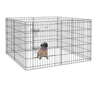 PawHut Parque para Perros de 8 Paneles 76x61 cm Jaula Metálica para Mascotas Vallas para Perros Plegables con Puerta y Doble Cerradura para Jardín Patio Exterior Negro