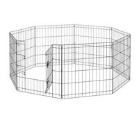PawHut Parque de Juegos para Perros de 8 Paneles 61x61 cm Plegable Negro | Corralito para Perros, Puerta Doble Cerradura, Forma Personalizable, Jardín Patio
