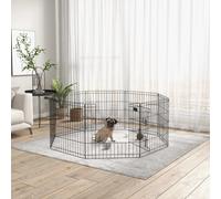 PawHut Parque de Juegos Perros 8 Paneles 61x61 cm Plegable de Metal con Puerta Black 61x61 cm