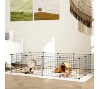 PawHut Parque Metálico para Animales Pequeños de 12 Paneles Desmontable Diseño DIY para Erizo Hámster 143x73x36 cm Negro Negro