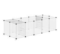 PawHut Parque Modular para Animales Pequeños, 20 Paneles para Conejos, Hámsters, Cachorros, Cerdos, 175x70x45 cm, Blanco