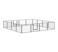 PawHut Parque para Cachorros, 16 Segmentos y 60 cm de Altura, Corralito para Mascotas Perros Valla para Cachorros Jaula para Ejercicio y Entrenamiento Al Aire Libre, Malla con 2 Puertas de Acero Gris