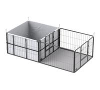 PawHut Parque para Cachorros con 7 Paneles y Alfombrilla Lavable, 203x102x60 cm, Negro Aosom España