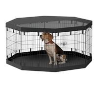 PawHut Parque para Cachorros con Puertas, Ventanas, Parque con Malla Transpirable, para Perros pequeños y medianos de Menos de 20 kg, para Interior y Exterior, 159 x 159 x 76 cm, Color Negro