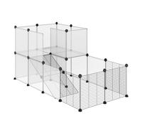 PawHut Parque para Mascotas 27 Paneles Forma Personalizable para Cobayas Conejos Chinchillas 140x70x70 cm Transparente Aosom España