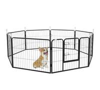 PawHut Parque para Mascotas 8 Vallas 80x60 cm Jaula para Perros Bricolaje de Metal con Puerta y Doble Cerradura Cerca de Entrenamiento para Jardín Negro
