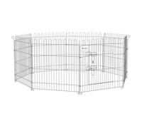PawHut Parque para Perros de 8 Piezas 63x60 cm Vallas para Perros Plegables con 1 Puerta y de Acero para Jardin Patio Plata