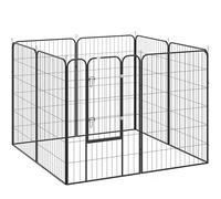 PawHut Parque para Mascotas de 8 Paneles 80x120 cm Corralito para Perros con Puerta y Doble Pestillo Metálicos Cerca de Entrenamiento Negro