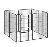 PawHut Parque para Mascotas de 8 Paneles 80x120 cm Corralito para Perros con Puerta y Doble Pestillo Metálicos Cerca de Entrenamiento Negro