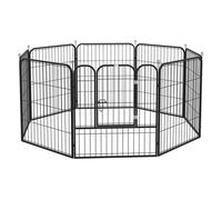 PawHut Parque para Mascotas de 8 Paneles 80x80 cm Corralito para Perros con Puerta y Doble Pestillo Metálicos Cerca de Entrenamiento Negro