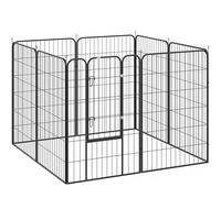 PawHut Parque para Mascotas de 8 Paneles Corralito para Perros con Puerta y Doble Pestillo Metálicos Negro Negro 80x80 cm