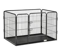 PawHut Parque para Mascotas Rectangular 4 Paneles de Acero 109x74x71 cm
