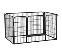 PawHut Parque para Mascotas Rectangular 4 Vallas Metal 125x80x70 cm Negro