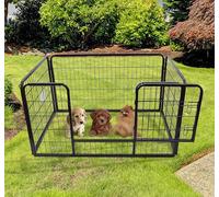 PawHut Parque para Mascotas Rectangular Jaula para Perros 4 Vallas de Metal con Puerta y Doble Cerradura Cerca de Entrenamiento 125x80x70 cm Negro