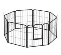PawHut Parque para perro recinto para perro 8 paneles intercambiable y plegable acero con puerta para cachorro interior exterior 60 cm negro