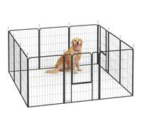 PawHut Parque para Perros 12 Paneles 100 cm Altura Acero Plegable Negro | Vallas para Perros, Resistente, con Puertas, para Interior y Exterior
