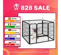 PawHut Parque para Perros 4 Paneles Plegable 82x82x60 cm con Puerta de Pestillo Gray Modern