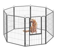 PawHut Parque para Perros 8 Paneles 100 cm Altura Acero Plegable Negro | Vallas para Perros, Resistente, con Puerta, para Interior y Exterior