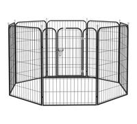 PawHut Parque para Perros 8 Paneles 80x100 cm Doble Pestillo Metálico Negro