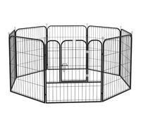 PawHut Parque para Perros 8 Paneles 80x80 cm Doble Pestillo Metálico Negro | Corralito para Mascotas, Puerta, Cerca Entrenamiento