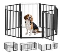 PawHut Parque para Perros 8 Paneles para Pequeños y Medianos 76 cm Negro | Vallas para Perros Plegables de Acero, Interior Exterior Jardín, Vallado para Mascota